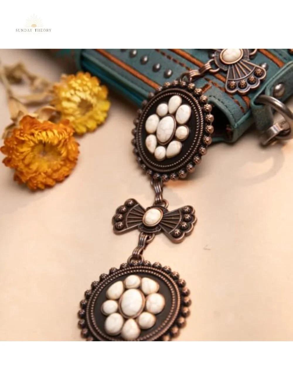 Western Concho Chain Belt for Women | Metal Turquoise Adjustable Boho Cowgirl
